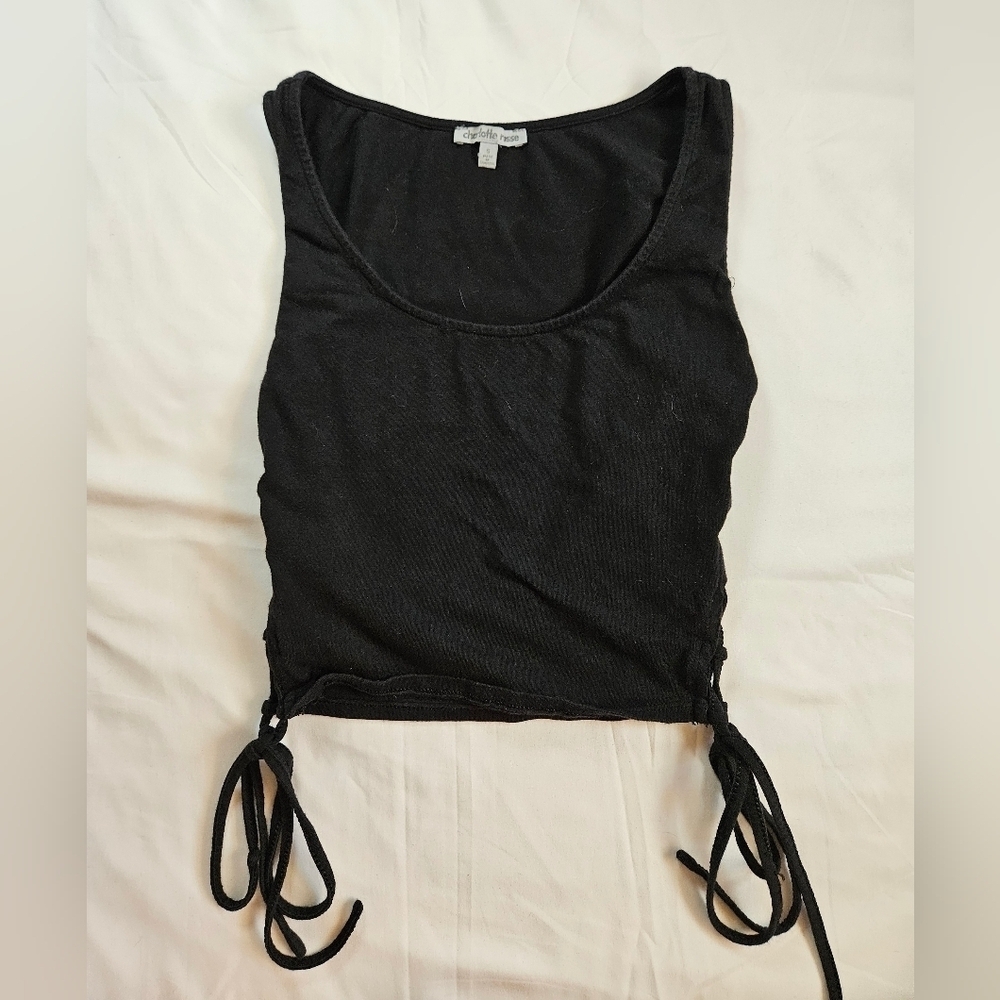 Charlotte Russe Juniors Black Sleeveless Crop Top With Side Ties Size Small